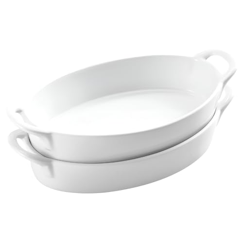 Oval Ceramic Deep Dish Pie Pan Set of 2 - White