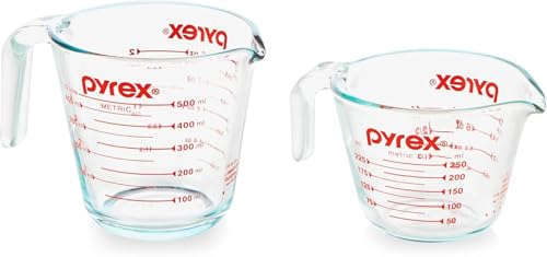 Pyrex Essentials (2-Pack) Glass Measuring Cups Set, (1 & 2 Cup)