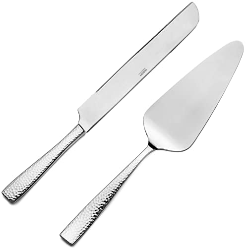 Hammered 18/10 Stainless Steel Cake Knife & Cake Server Set