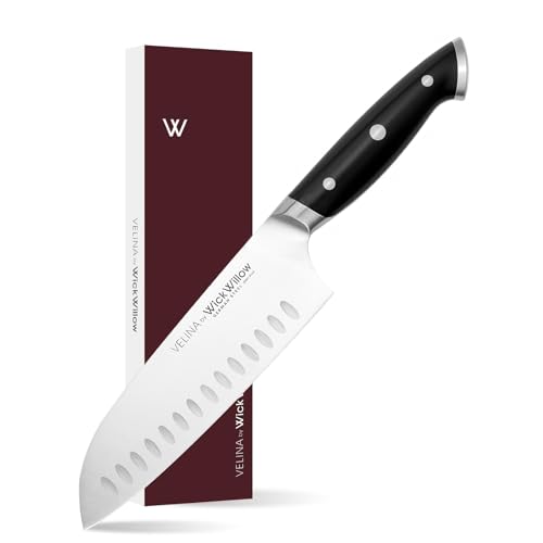 7 Inch Santoku Knife | Ultra Sharp Japanese Style Chef Knife with Forged German Steel