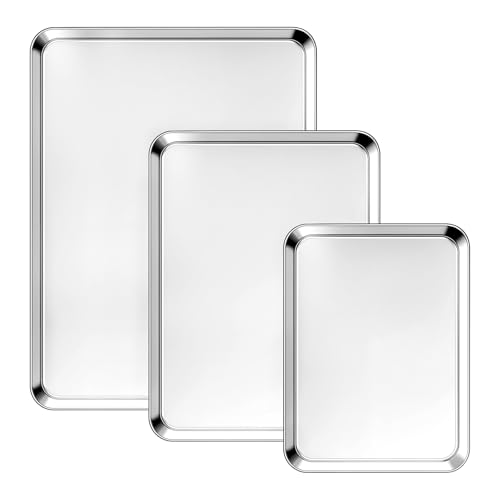 Stainless Steel Baking Sheet Pan Set, 3 Pack, 9/12/16 Inch