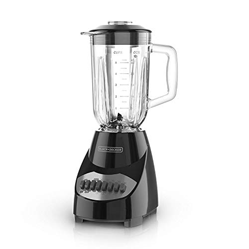 BLACK+DECKER Countertop Blender with 6-Cup Glass Jar, 10-Speed Settings, Black