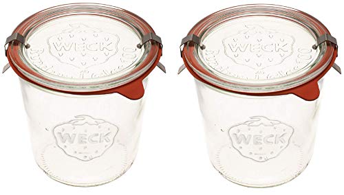 Weck Canning Jars 742 - Weck Mold Jars made of Transparent Glass - Storage for Food, Air Tight Seal and Lid - 1/2 Liter Tall Jars Set - (2 Jars)