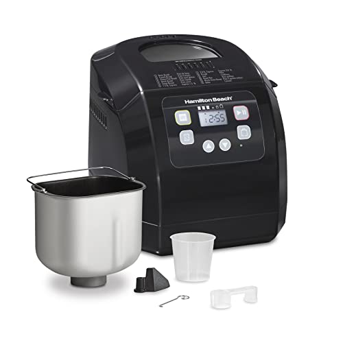 Hamilton Beach Bread Maker, Digital, Programmable, 12 Settings, Nonstick Pan + Kneading Paddle, 2 lb Capacity, Black