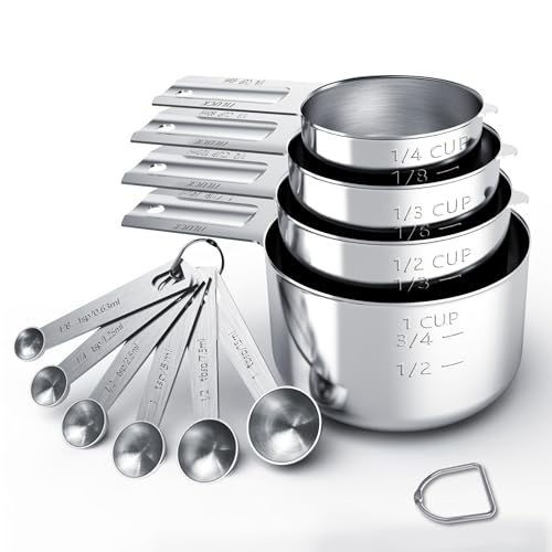 Stainless Steel Measuring Cups & Spoons Set, Cups and Spoons,Kitchen Gadgets for Cooking & Baking (10)