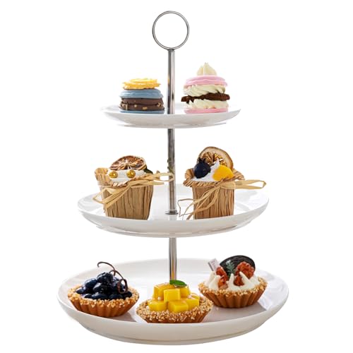 3 Tier Cupcake Stand- White Porcelain Cake Stand- Dessert Stand, Tiered Serving Trays for Parties