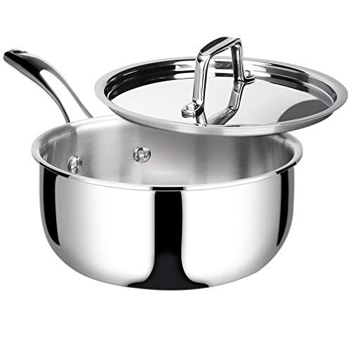Whole-Clad Tri-Ply Stainless Steel Saucepan with Lid, 3 Quart