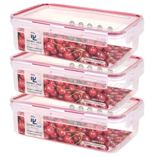 Plastic Food Storage Containers With Lids - Large 15.2 Cup Airtight Container Box For Food Storage, - 3 Pack