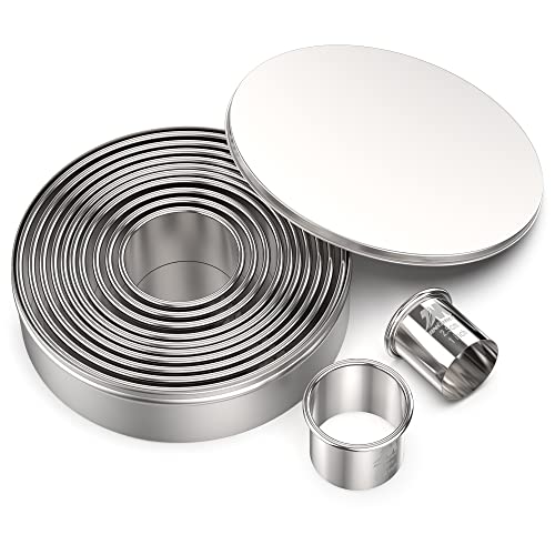 Round Cookie Biscuit Cutter, Set 12 Pieces, Stainless Steel, 1inch - 4 1/2inch