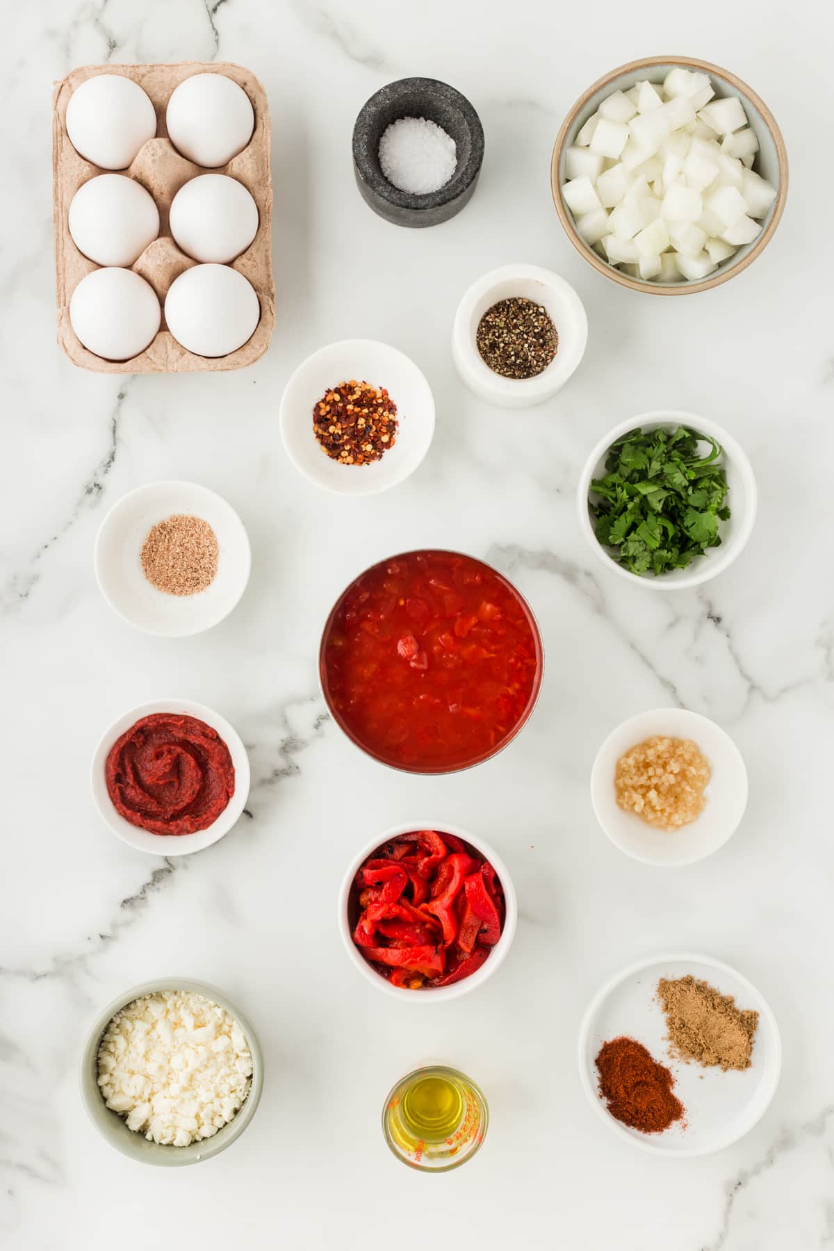 Ingredients for Shakshuka recipe. 