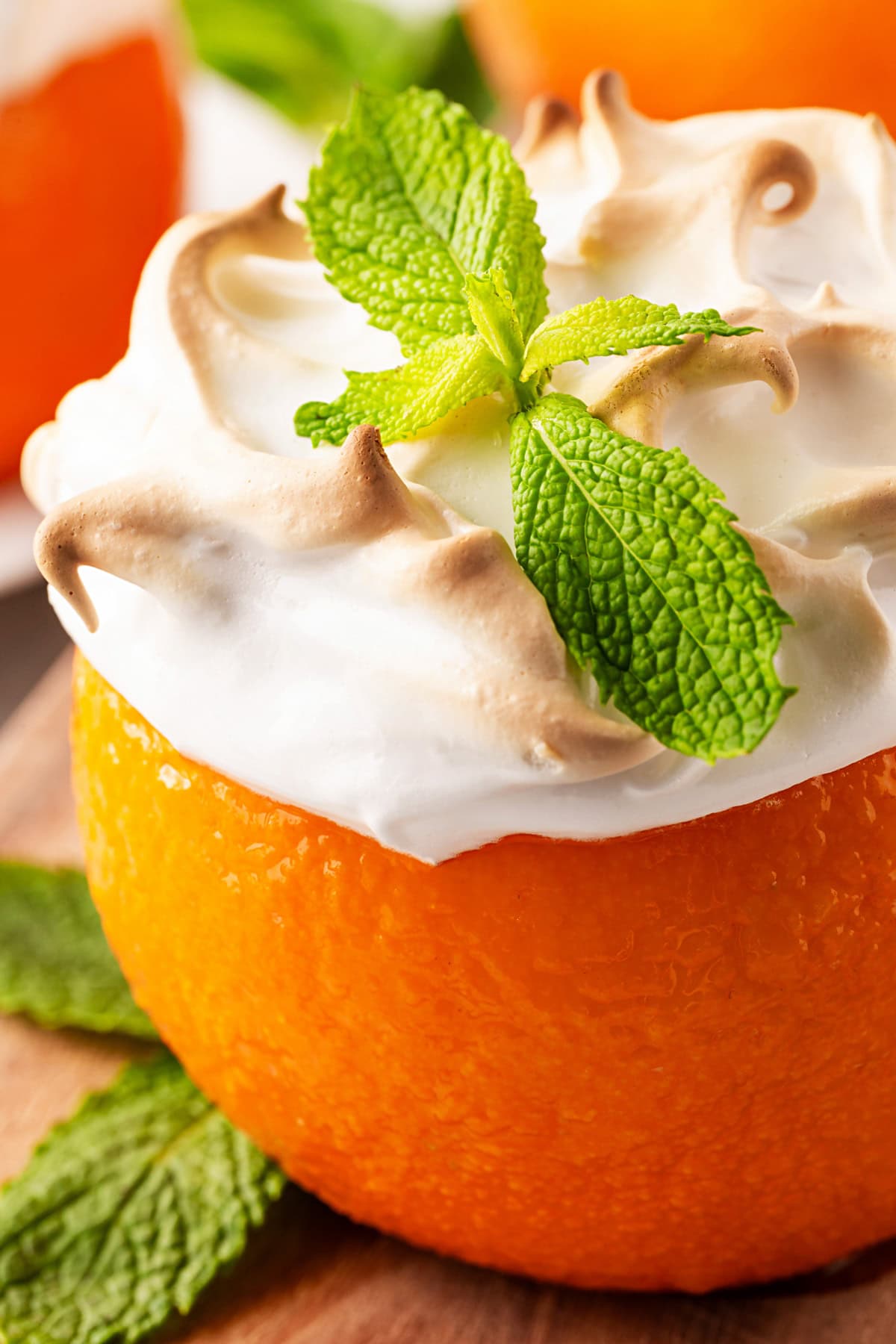 Orange Baked Alaska Recipe close-up.